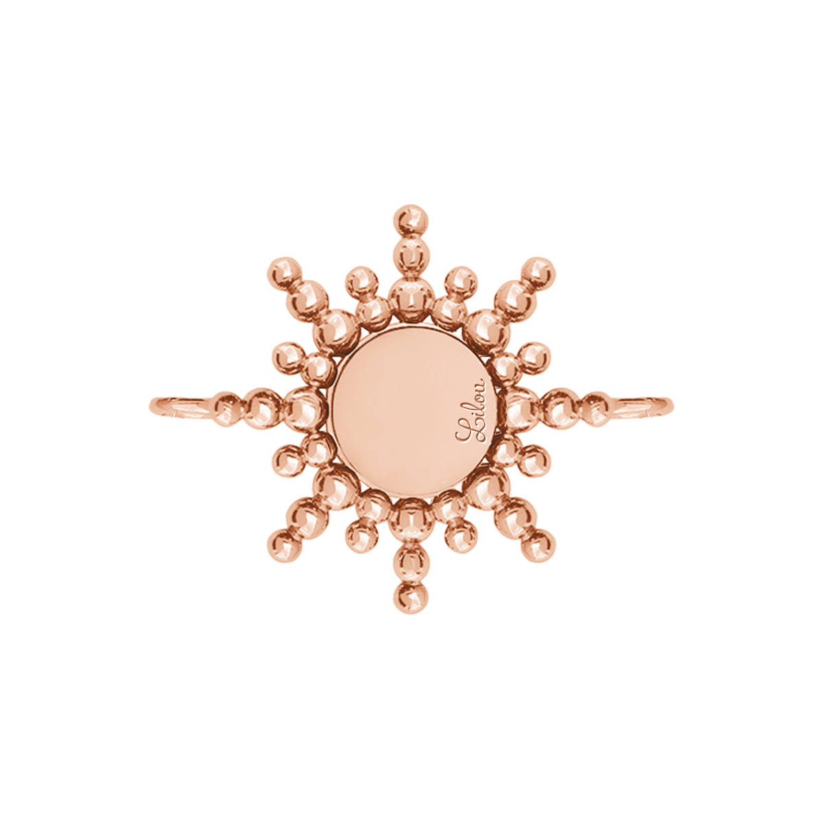 Element płaski Sun z żołtym kwarcem 2,5 cm, różowe pozłocenie
