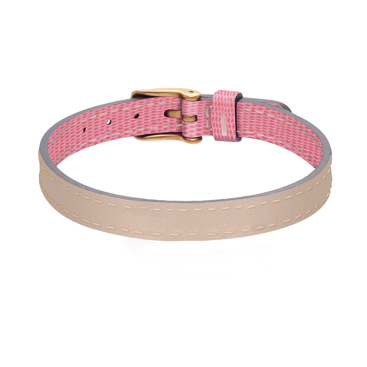 Skórzana bransoletka różowo-beżowa