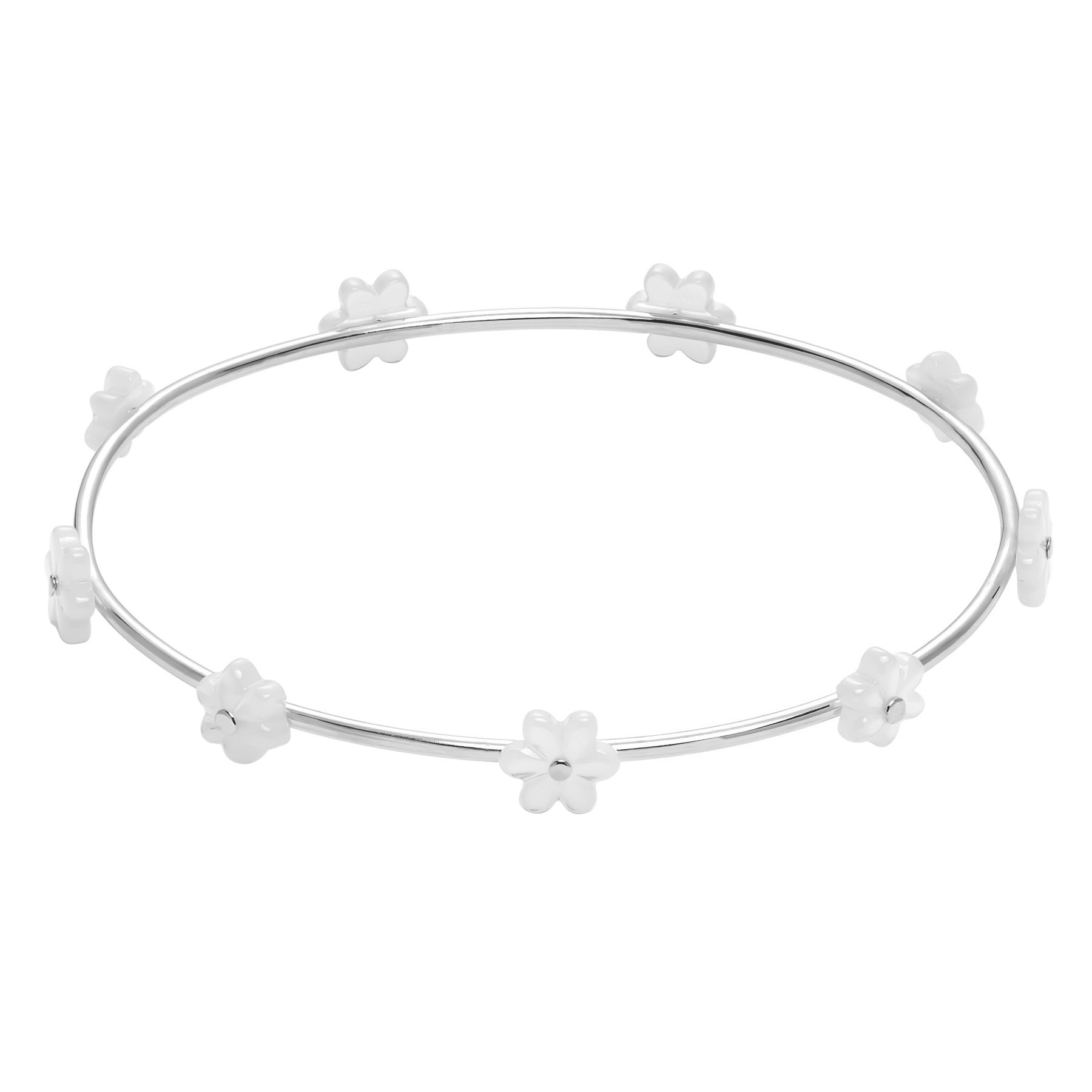 Bransoletka Flowers srebrna z niezapominajkami z masy perłowej 65 mm