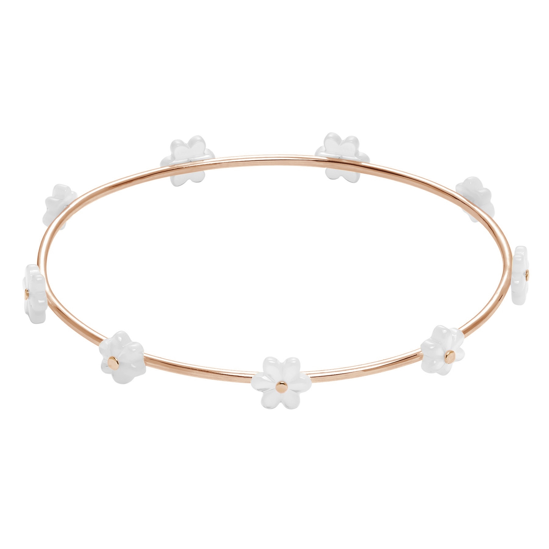 Bransoletka Flowers różowe pozłocenie z niezapominajkami z masy perłowej 65 mm
