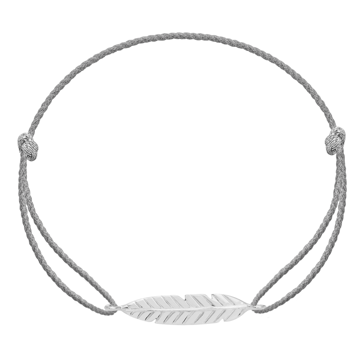Bransoletka Pióro srebrne na grubym srebrnym sznurku premium