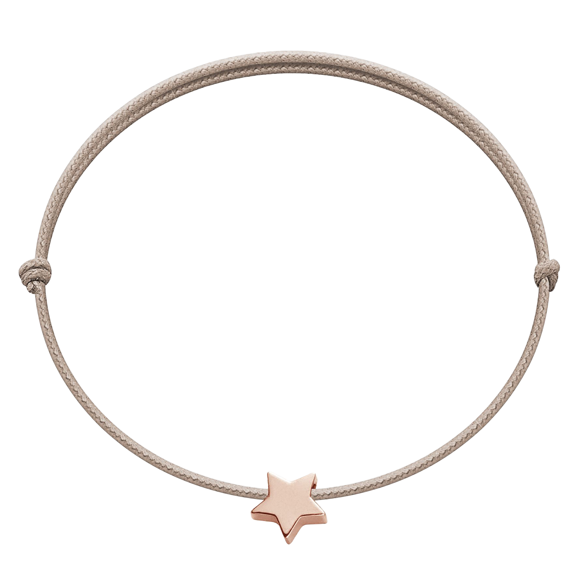 Bransoletka z gwiazdką Etincelle, różowe pozłocenie, na cienkim beżowym sznurku