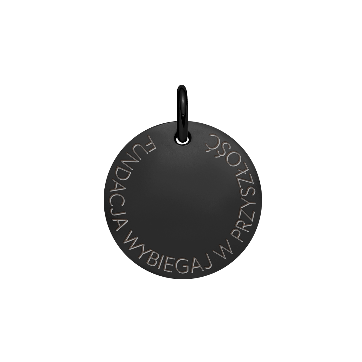Medalik 1,5 cm, Fundacja wybiegaj w przyszłość, czarny szczotkowany