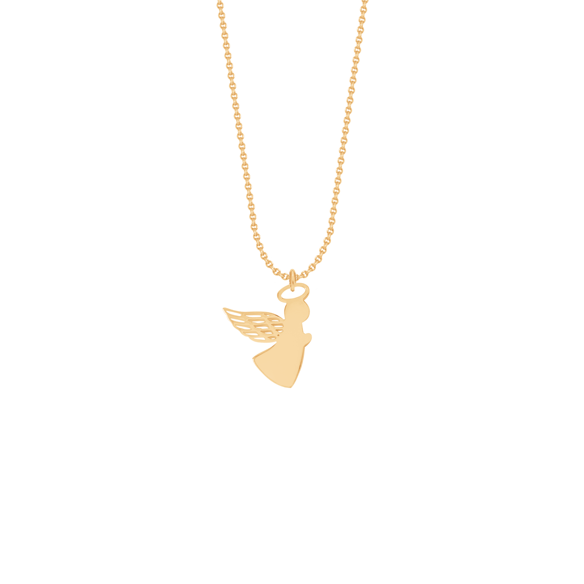 Naszyjnik z pozłacanym Aniołkiem z ażurowym skrzydłem 1,5 cm, na cienkim klasycznym łańcuszku