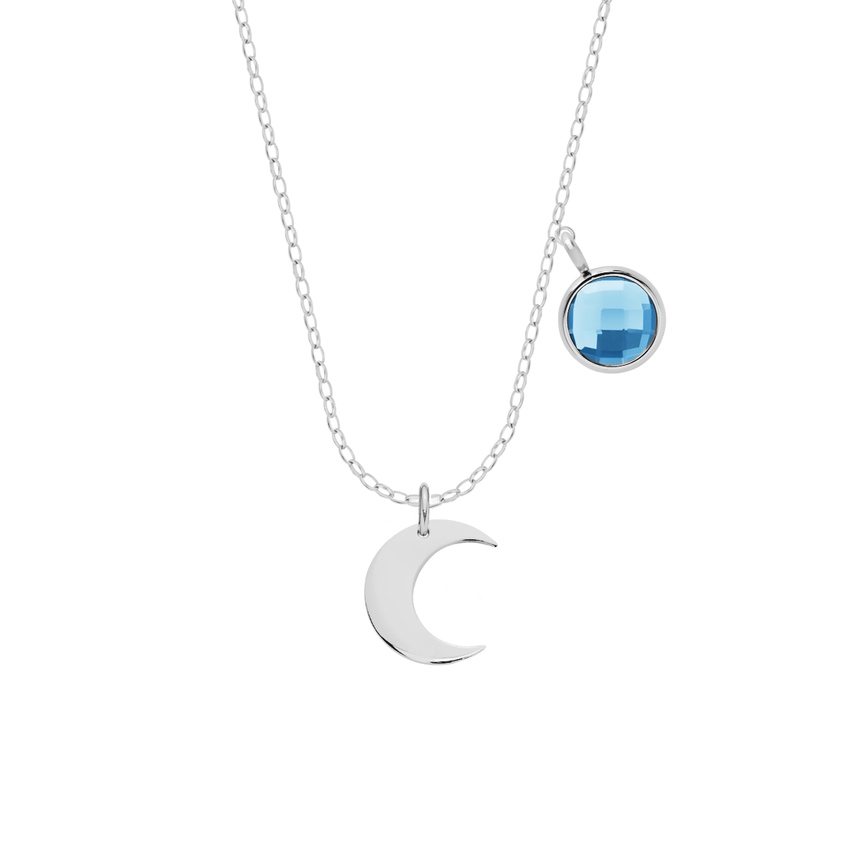 Naszyjnik ze srebrną zawieszką Lune i niebieskim kwarcem