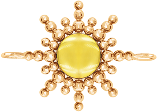 Element płaski Sun z żółtym kwarcem 2,5 cm pozłacany
