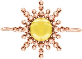Element płaski Sun z żołtym kwarcem 2,5 cm, różowe pozłocenie