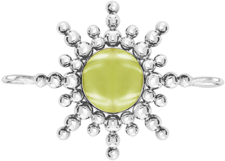 Element płaski Sun z zielonym kwarcem 2,5 cm posrebrzany