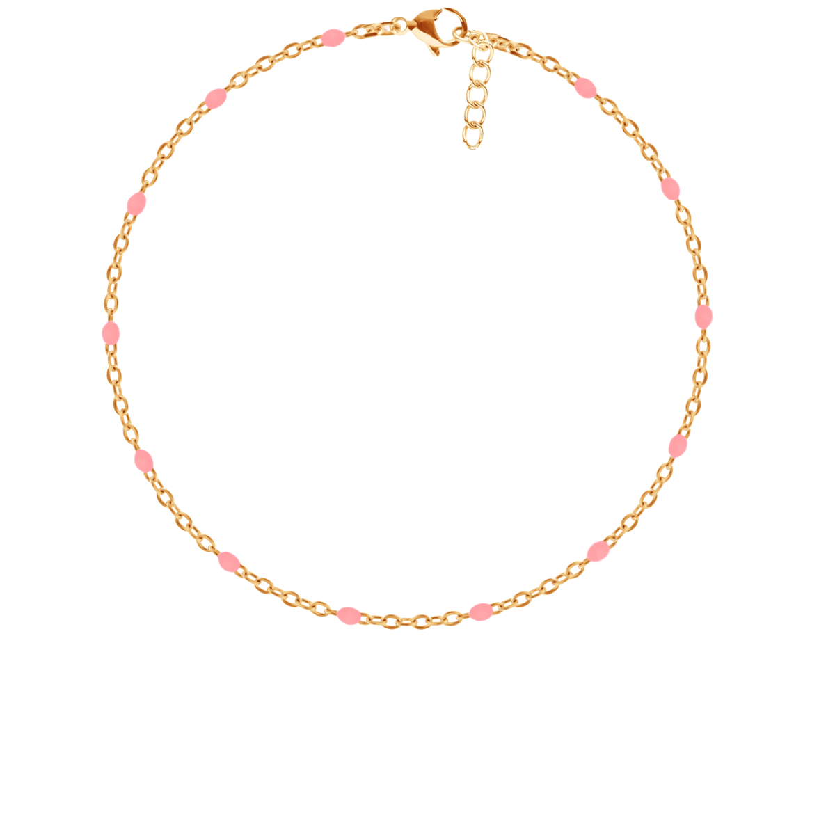 Bransoletka 16+5 cm, różowa emalia, pozłacana