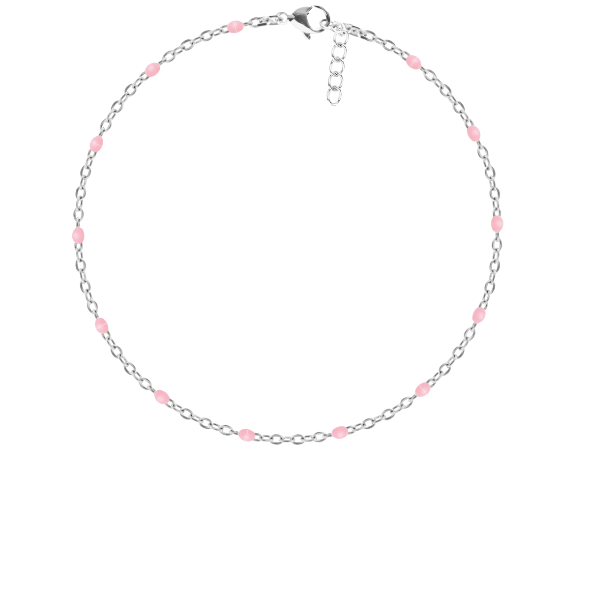 Bransoletka 16+5 cm, różowa emalia, posrebrzana