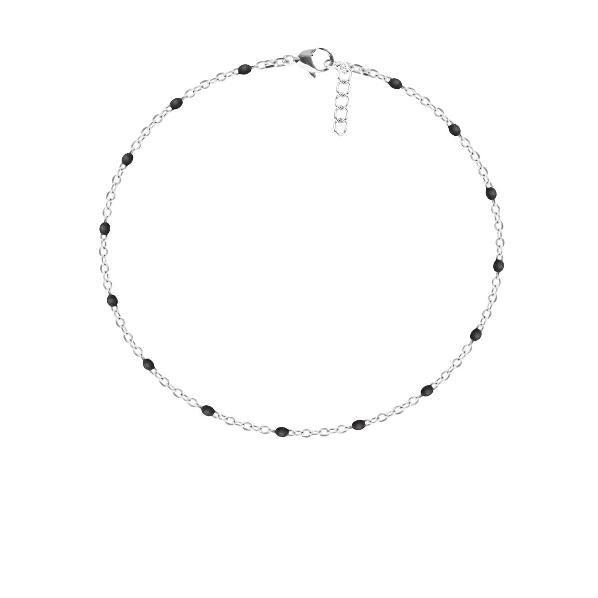 Bransoletka 16+5 cm, czarna emalia, posrebrzana