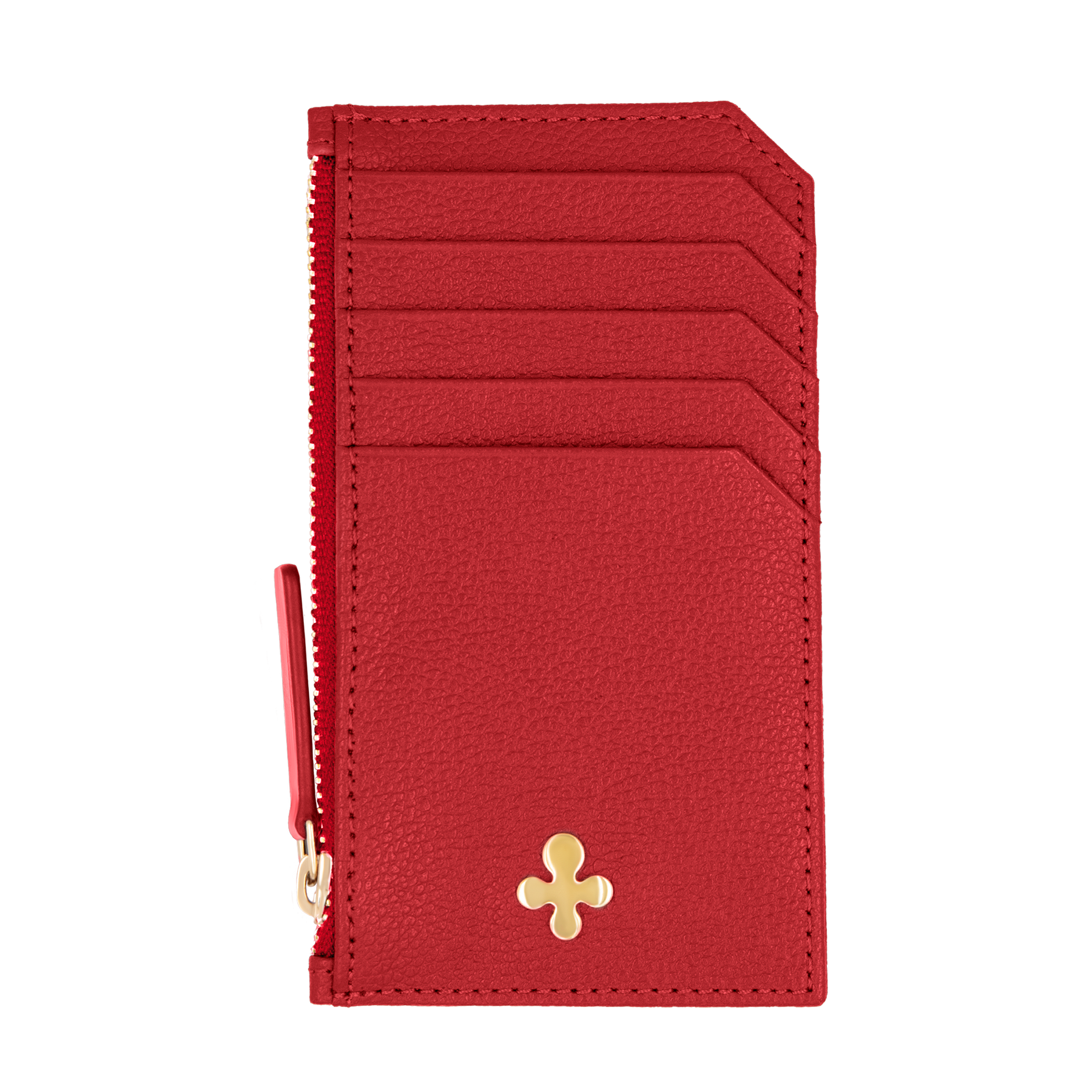 Card holder skórzany w kolorze czerwonym