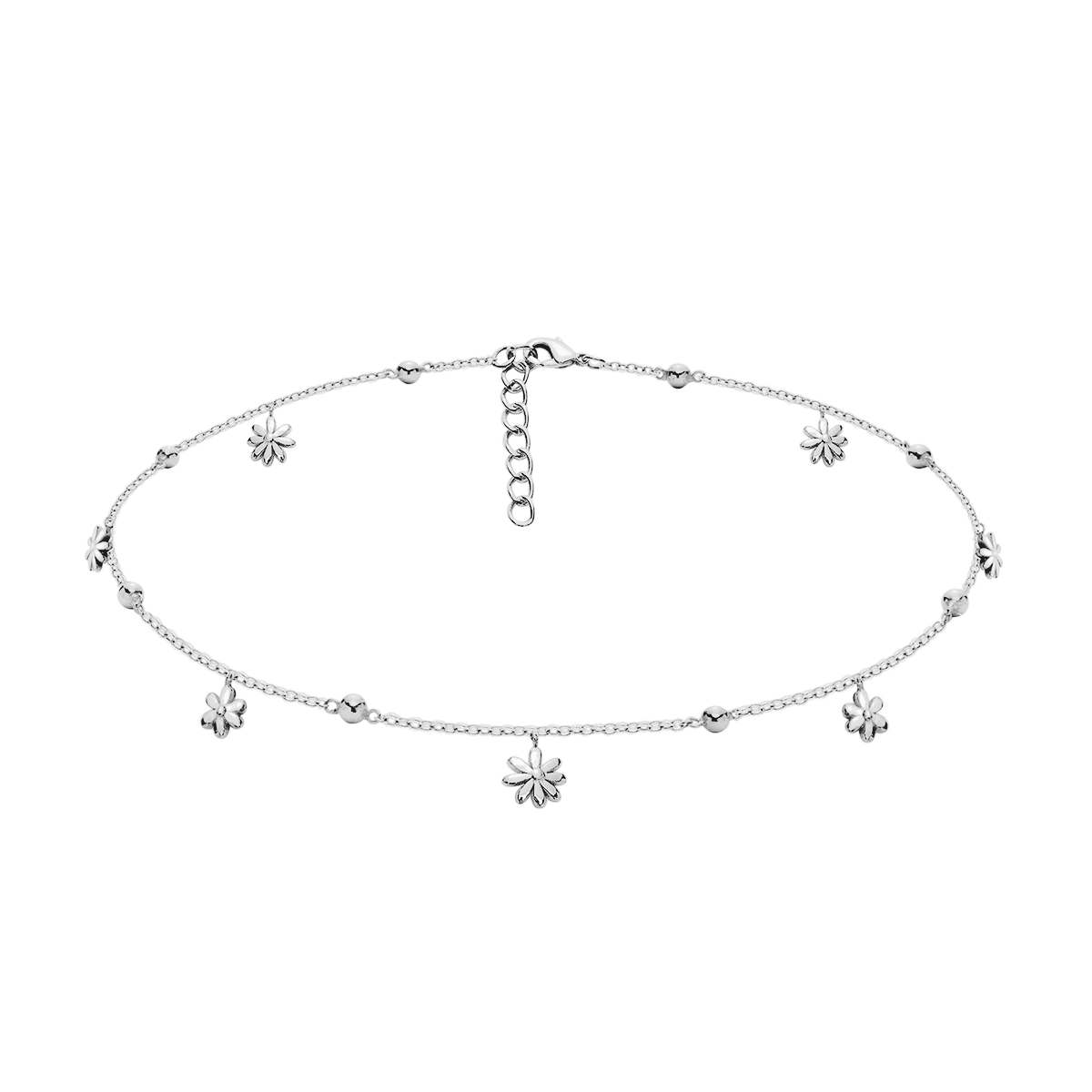 Choker Flowers srebrny