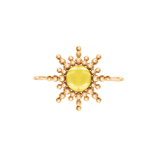 Element płaski Sun z żółtym kwarcem 2,5 cm pozłacany