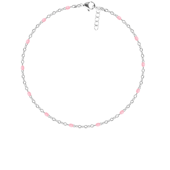 Bransoletka 16+5 cm, różowa emalia, posrebrzana