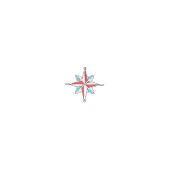 Zawieszka płaska Kompas 1 cm, posrebrzana