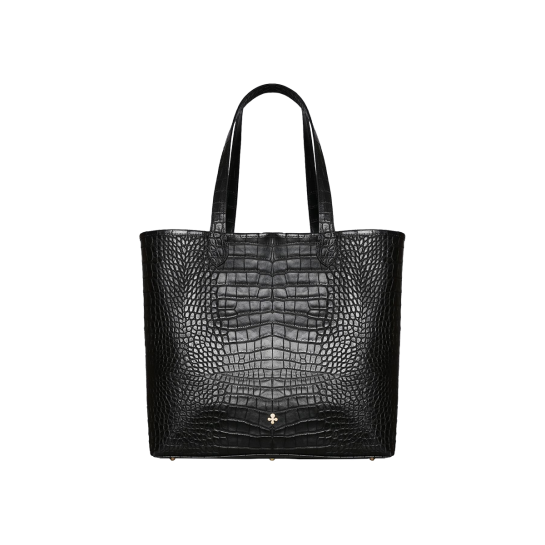Shopper, czarny krokodyl