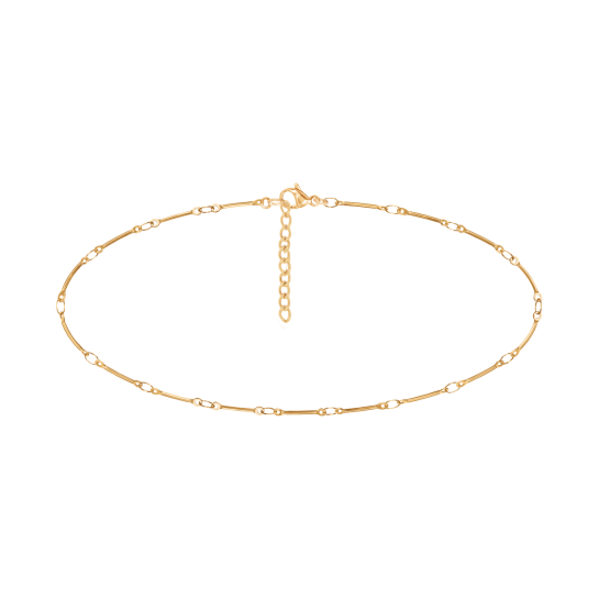 Bransoletka na kostkę Bamboo pozłacana 23+5 cm