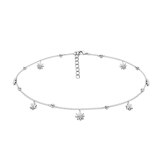 Choker Flowers srebrny