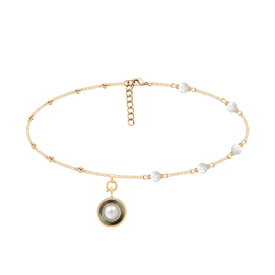 Choker z perłami z zawieszką z białą perłą no.1 pozłacany