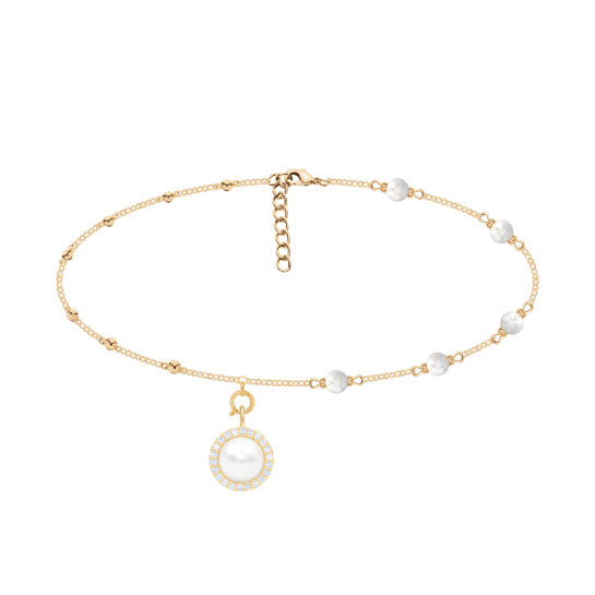 Choker Pearls pozłacany i zawieszka Cosmos z białą perłą no.2 pozłacana