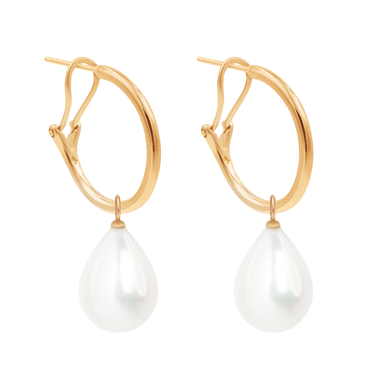 Kolczyki koła 2 cm z zawieszkami Pearls, pozłacane