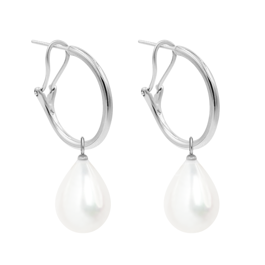 Kolczyki koła 2 cm z zawieszkami Pearls posrebrzane