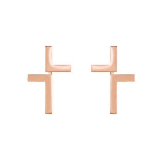 Kolczyki Cross różowe pozłocenie