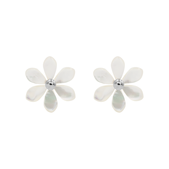 Kolczyki Flowers na sztyfcie posrebrzane z niezapominajkami z masy perłowej
