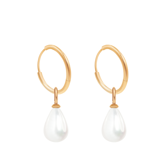 Kolczyki koła 1,4 cm z zawieszkami Pearls, pozłacane