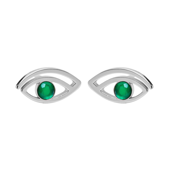 Kolczyki Lucky Eye z zielonym onyksem srebrne