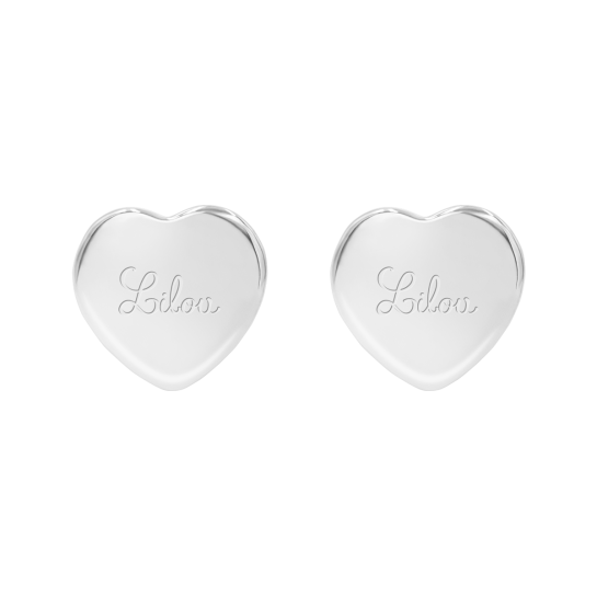 Kolczyki serca srebrne z logo Lilou