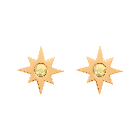 Kolczyki Star pozłacane z cytrynem