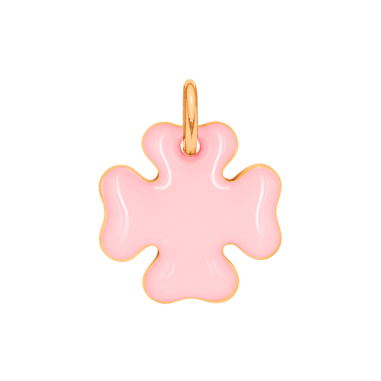 Koniczyna 1,5 cm różowa emalia pozłacana