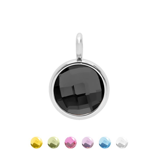 Zawieszka wisząca One Pendant 1 cm z czarnym kwarcem, posrebrzany