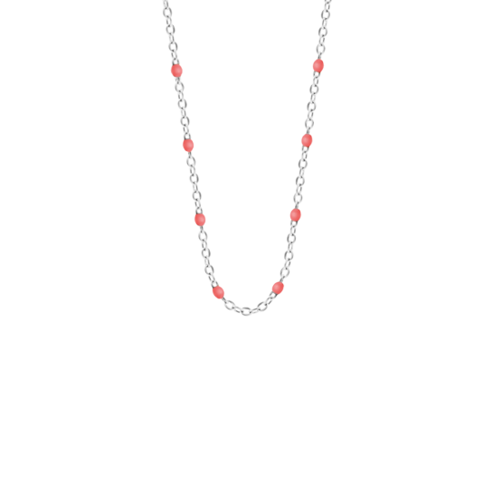 Naszyjnik 42+5 cm, koralowa emalia, posrebrzany