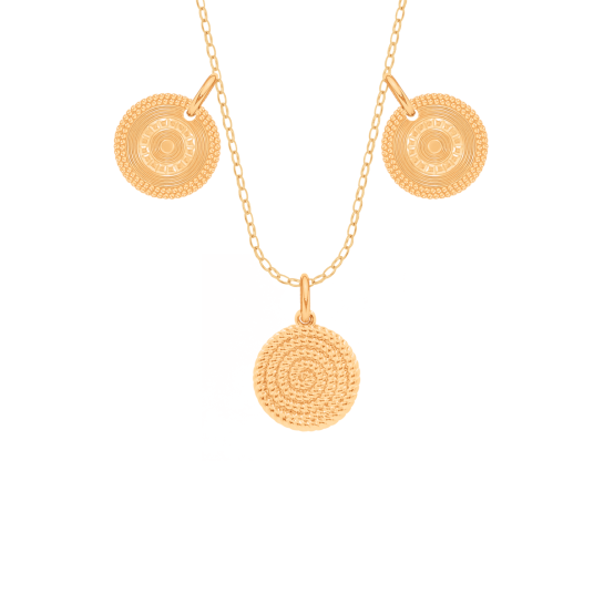 Naszyjnik z 3 pozłacanymi zawieszkami Boho