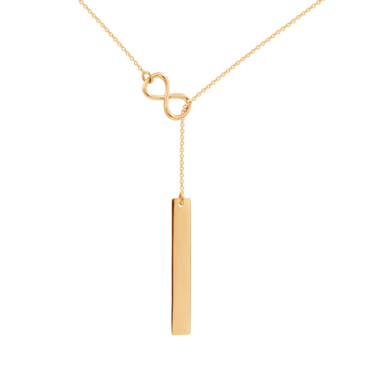 Naszyjnik nieskończoność z blaszką pozłacany 48 cm