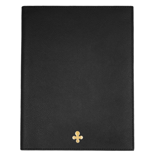 Notes skórzany w kolorze czarnym pozłacany