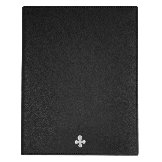Notes skórzany w kolorze czarnym srebrny