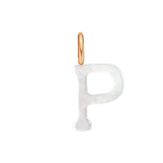 Literka P z masy perłowej pozłacana