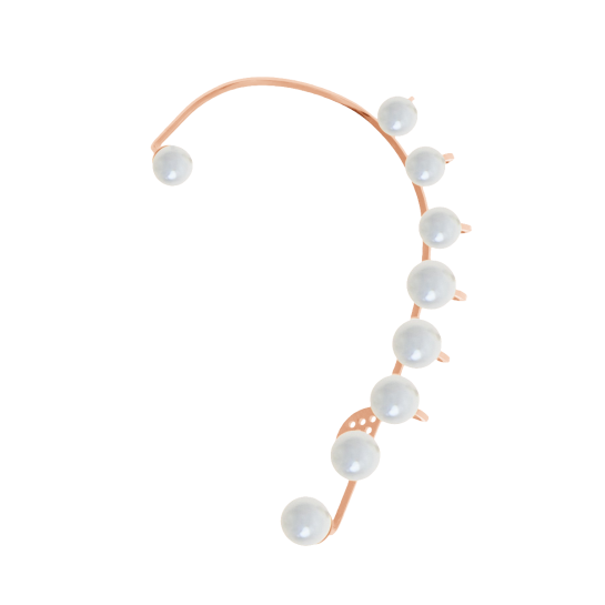 Pearls - nausznica lewa różowe pozłocenie