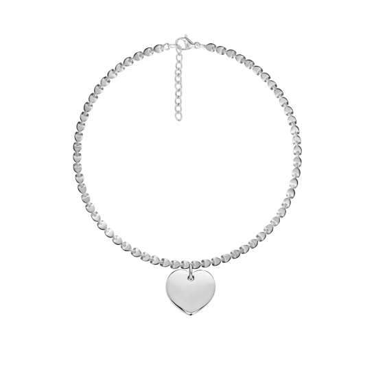 Bransoletka Hearts z zawieszką serce posrebrzana 16+3,5 cm