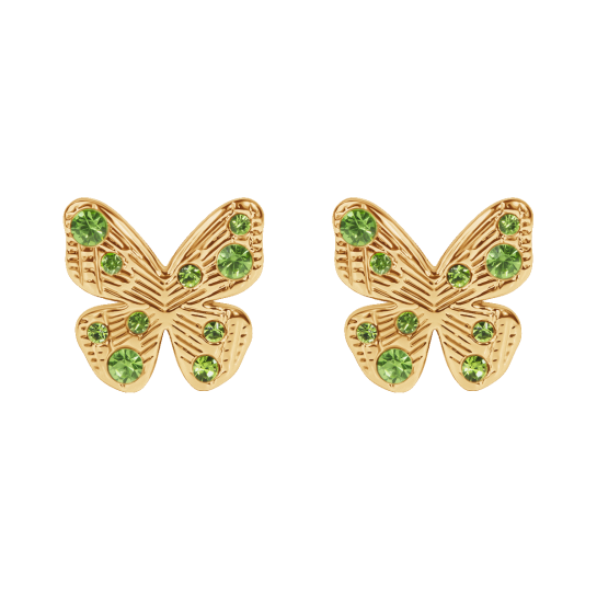 Kolczyki sztyfty Papillon, pozłacane
