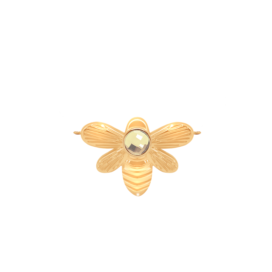 Zawieszka płaska 2 cm Honey z kwarcem, pozłacana