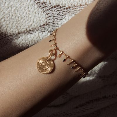 Bransoletka Margot z czarną emalią z zawieszką Boho II