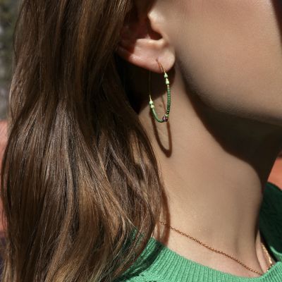 Kolczyki koła z zielonymi japońskimi koralikami Miyuki