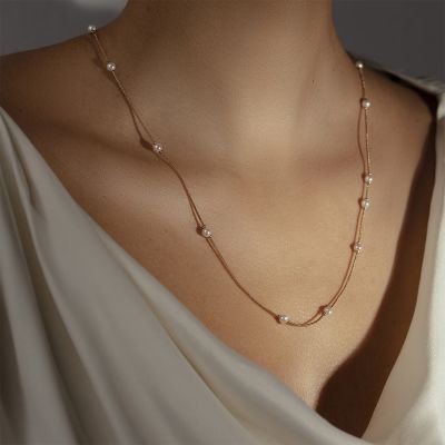 Naszyjnik Pearls pozłacany 60+5 cm