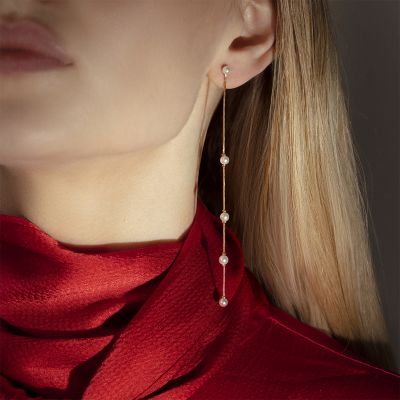 Kolczyki wiszące Pearls I pozłacane 