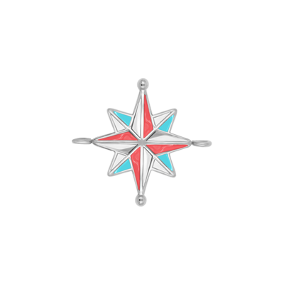 Zawieszka płaska Kompas 1,5 cm, posrebrzana